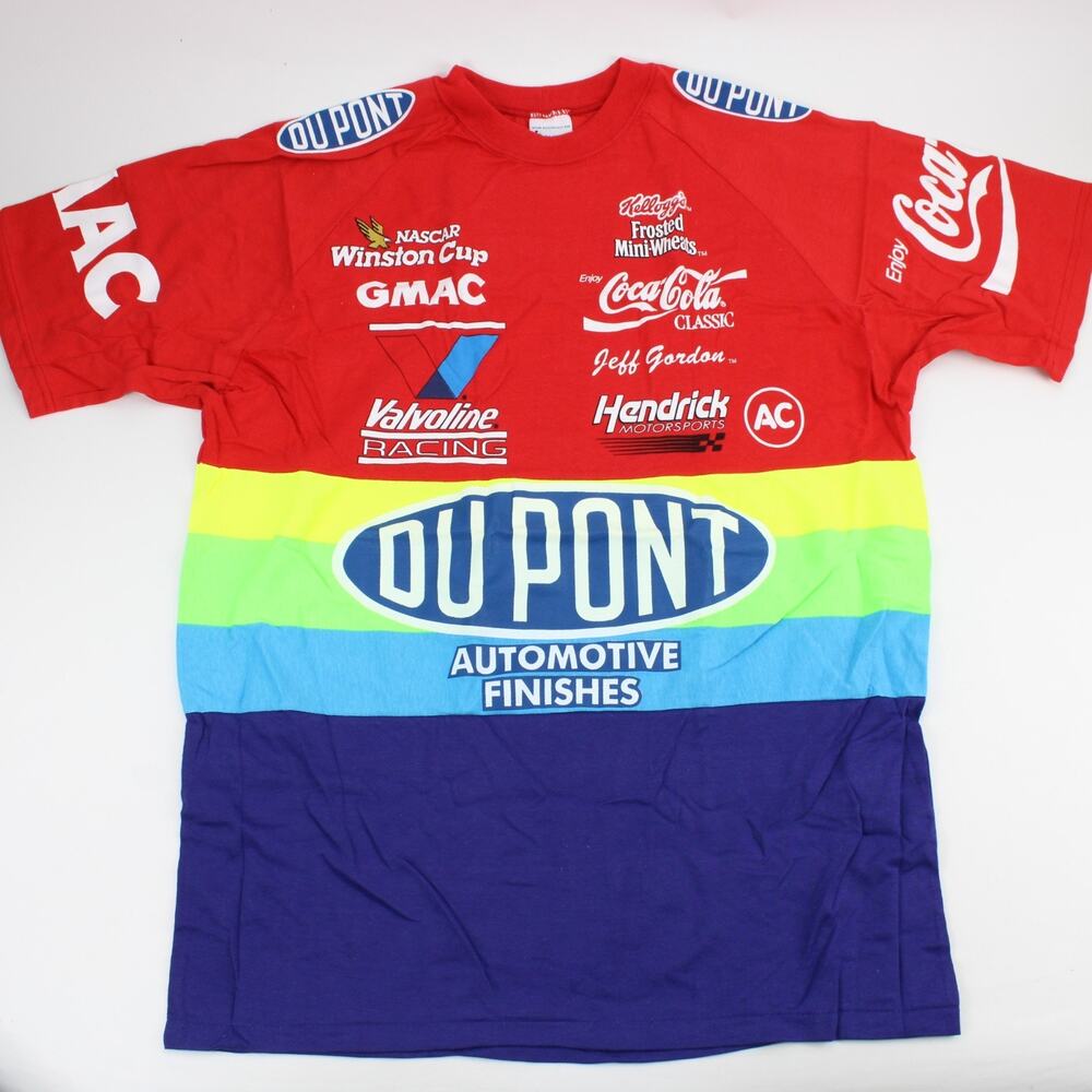 Vintage Jeff Gordon 24 NASCAR Rainbow Dupont Motorsports Traditions Shirt XL USA